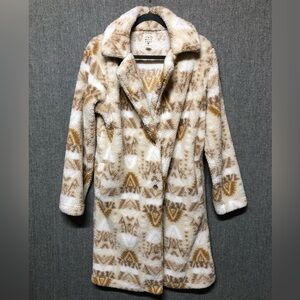 Billabong Fluffy High Pile Fleece Jacket Cardigan Size M Neutral Tones Southwest